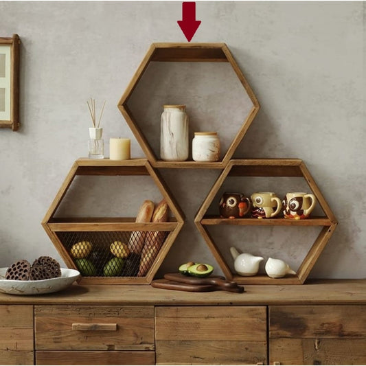 Reclaimed Wooden Hexagon Shelf, 30% Off