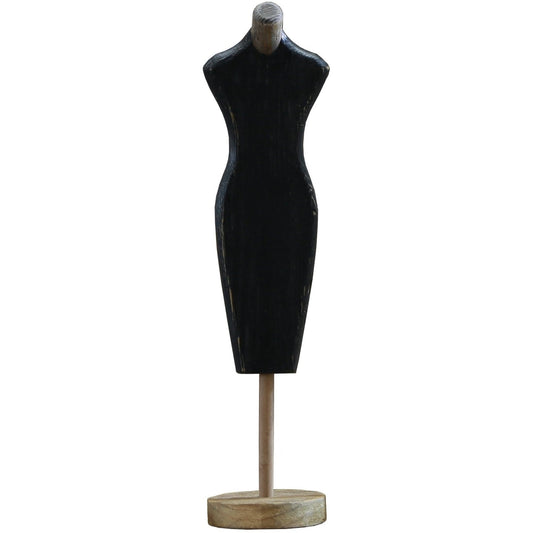 Reclaimed Wooden Jewelry Holder Mannequin, Black, 20% Off