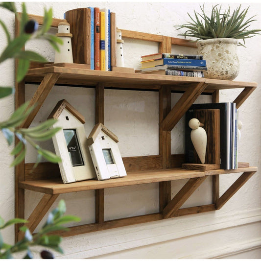 Reclaimed Wooden Double Shelf Unit, 30% Off