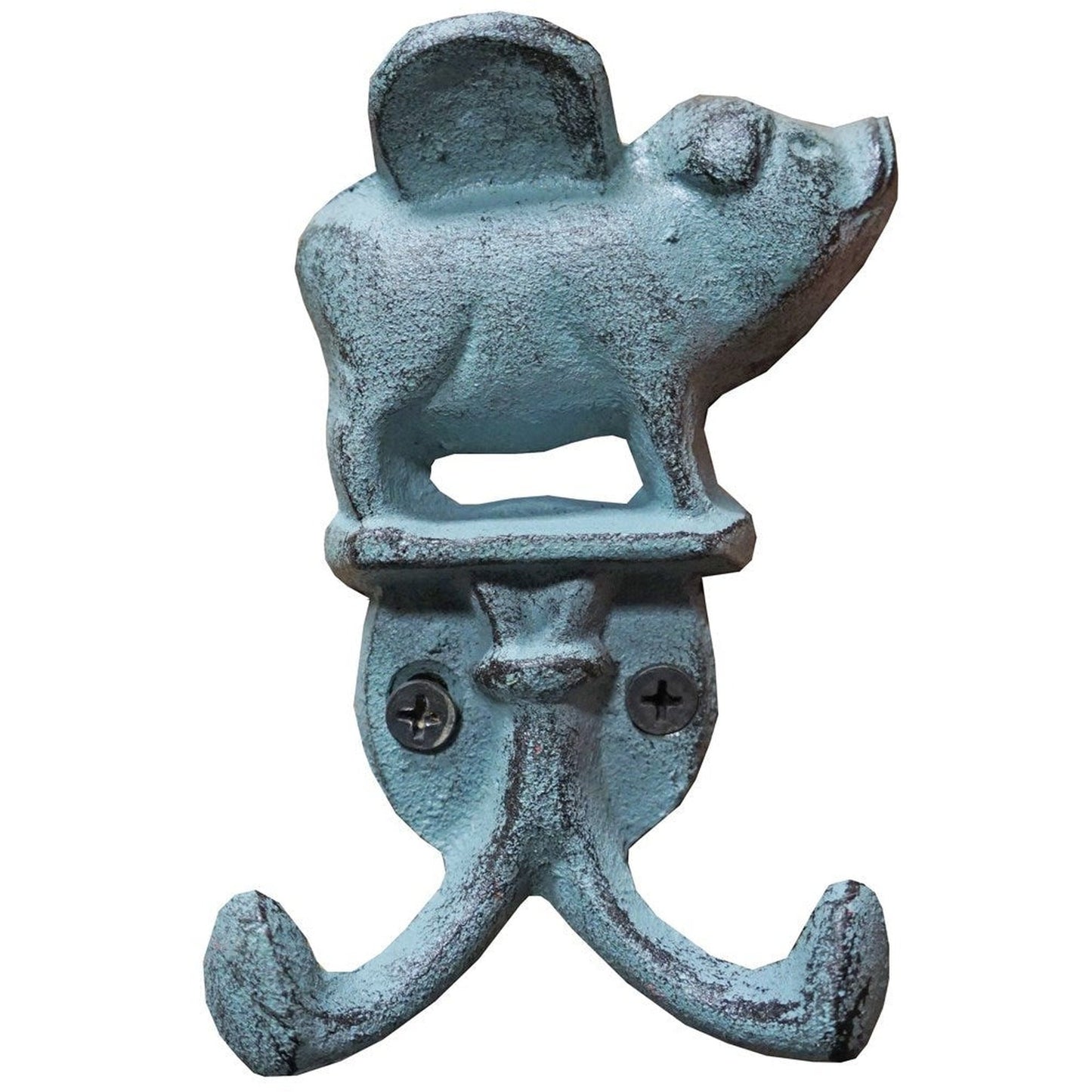 Flying Pig Dbl Hook Cast Iron Blue