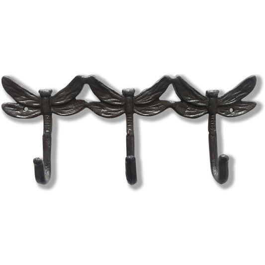 Dragonfly Hook Rack, Cast Iron, Brown