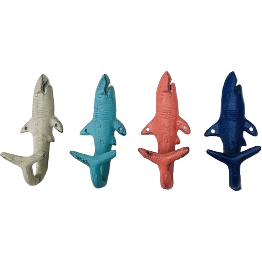 Crochet de requin en fonte antique, crochet mural nautique, 4 couleurs assorties