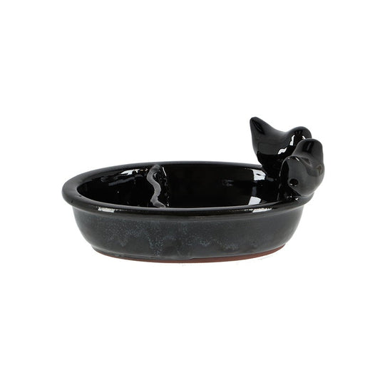 Black Ceramic Bird Feeding And Drinking Bowl