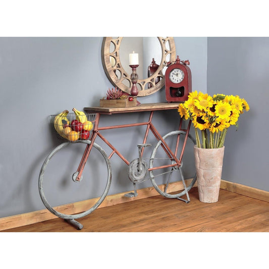 Bicycle Console Table With basket, Red