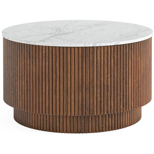 *2024 Intro* Table basse en bois Ellis avec plateau en marbre