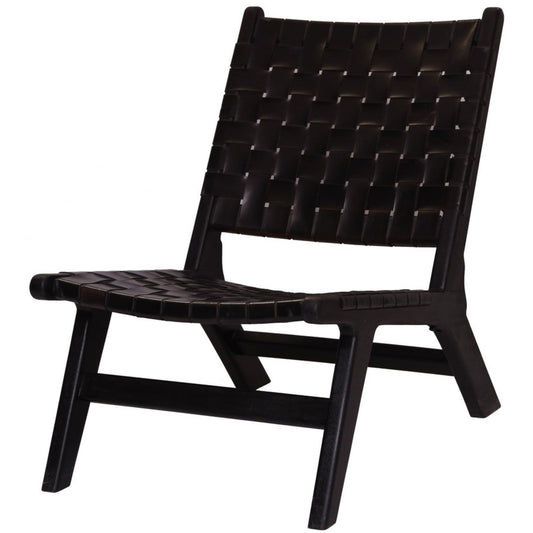 Leather Braided Lounge Chair, Black, 10% Off