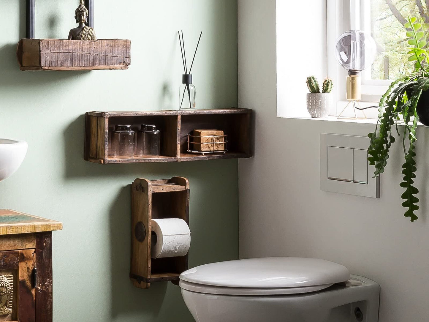 Wooden Brick Mould With Toilet Paper Holder