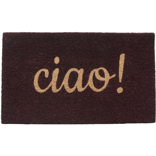 Coir Doormat, "Ciao!", Dark Brown