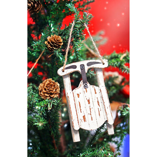 Sled Ornament White, 30% Off