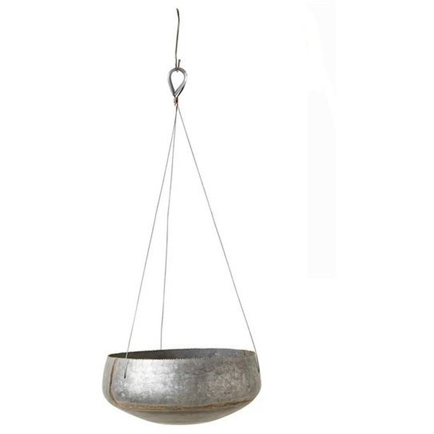 Hyrum Round Hanging Pot, Galvanized