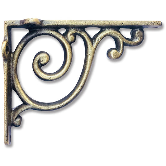 Scroll Bracket, Small, Antique Brass