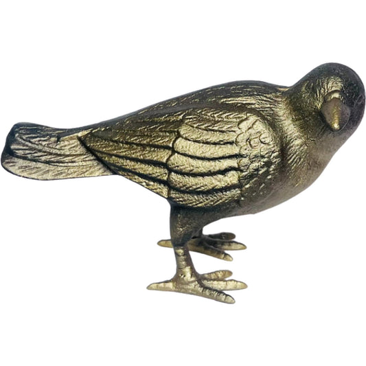 Cast Iron Crow, Head To Side, Antique Gold