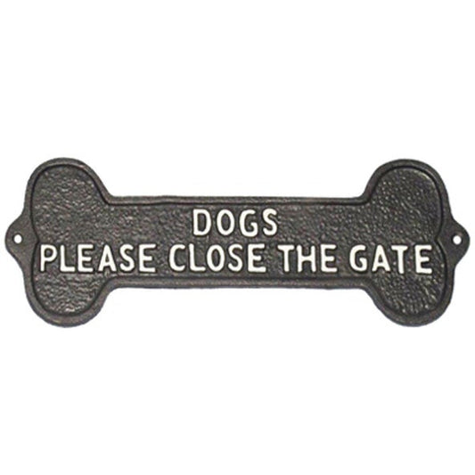 Plaque en fonte - CHIENS PLS CLOSE THE GATE