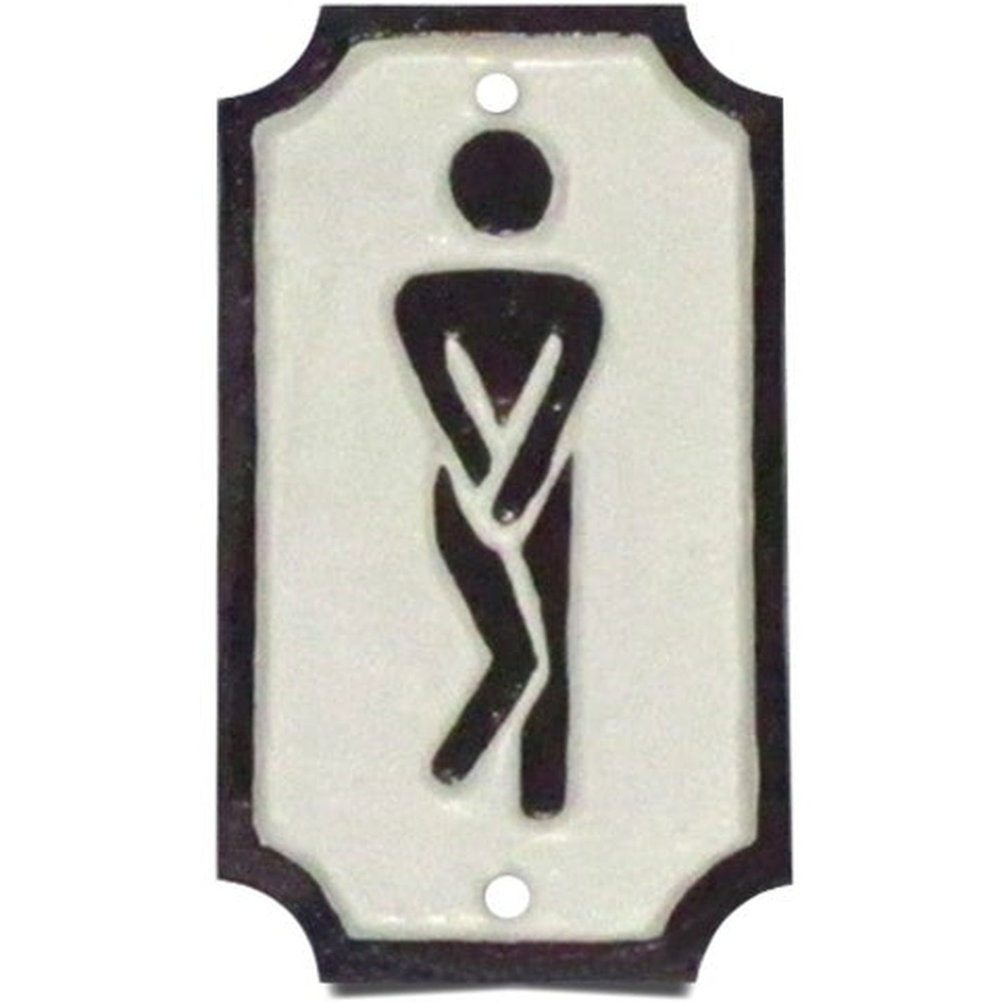 Signe de toilette en fonte - Homme torsadé, blanc