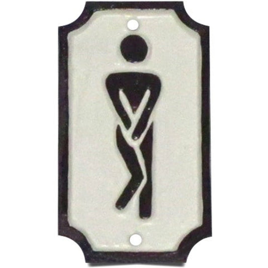 Cast Iron Toilet Sign-Twisted Man, White, Last Chance