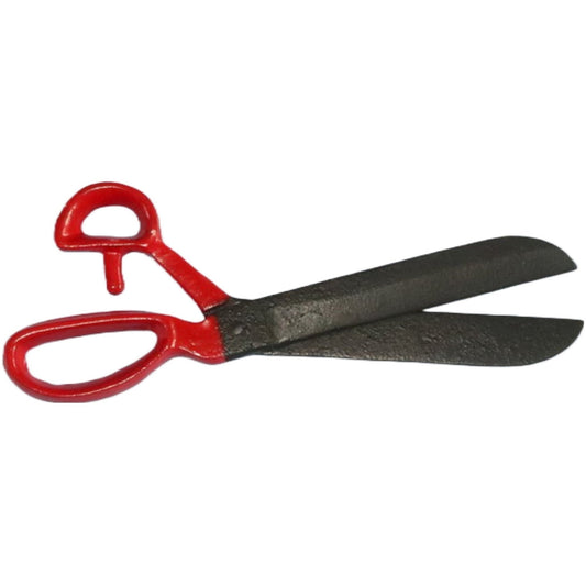 Large Decorative Cast Iron Scissors, Black With Red Handle