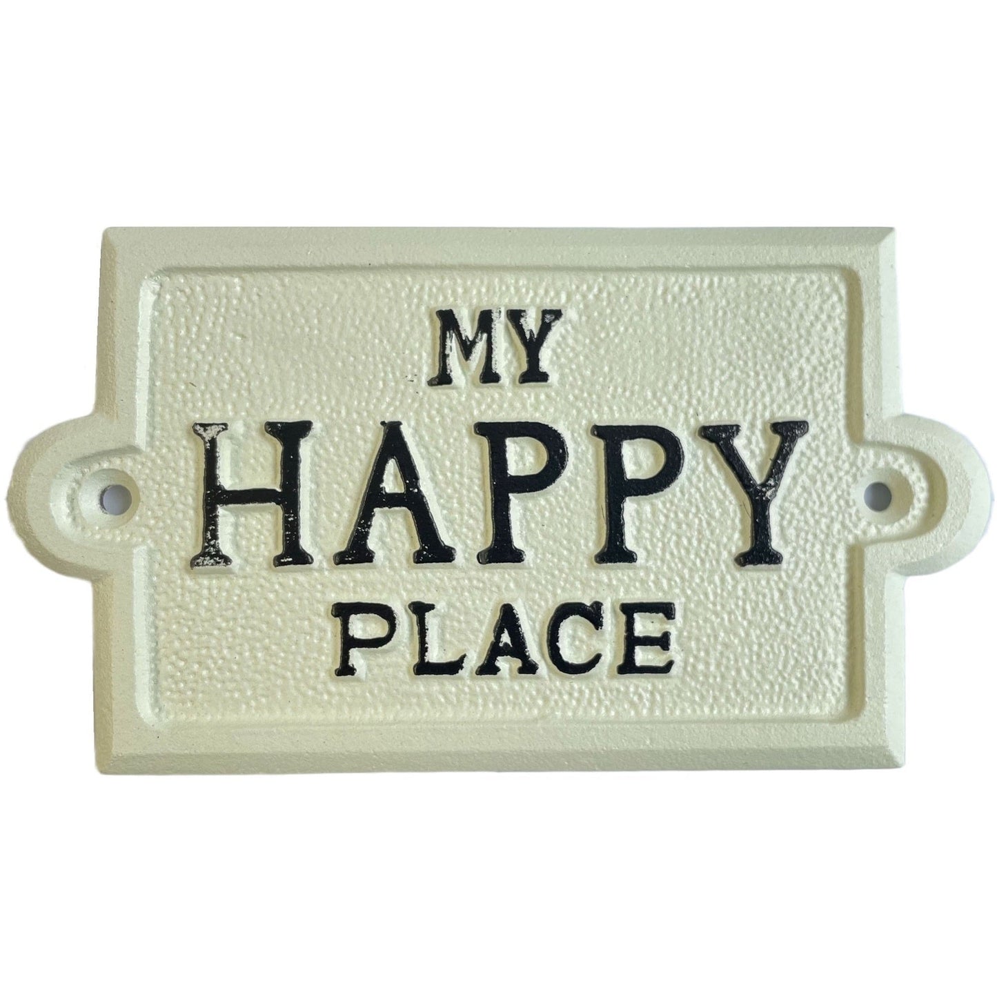 Enseigne en fonte "My Happy Place" Blanc