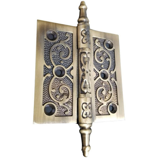 Charnière de porte gravée en filigrane, charnières antiques pour portes et meubles, finition laiton