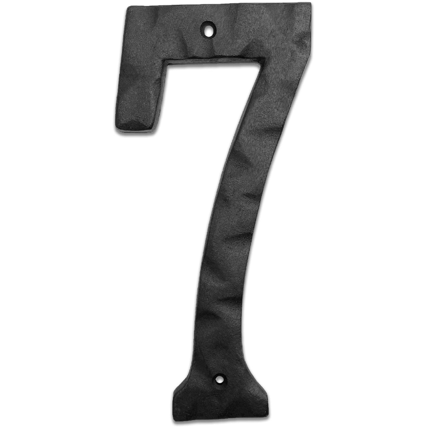 Matte Black Hammer Tone Cast Iron House Number, 6 inch, #7