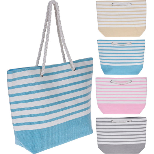 Striped Beach Bag, 4Asst, Size 52X38X1, 50% OFF