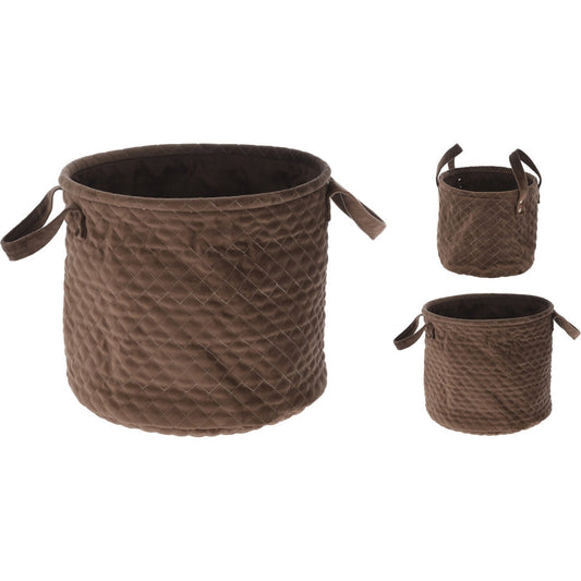 "Panier De Rangement Avec Matelassage, Velours, Lot De 2, Marron"