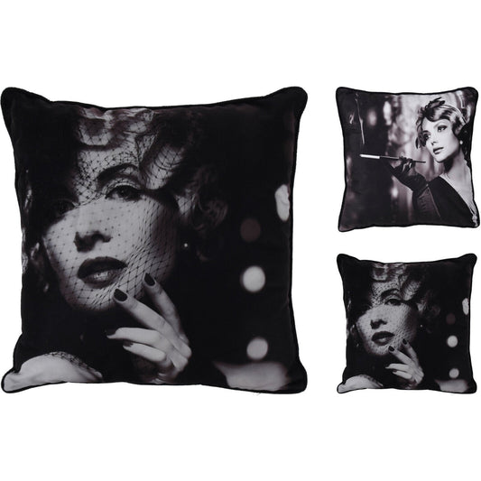 "Coussin, Poly, Avec Impression Photo, Noir/Blanc, 2Ass. Designs"