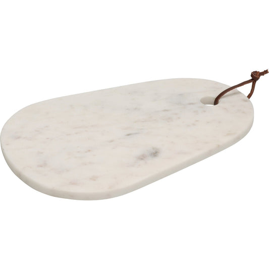 Cuttingboard Marmer, Oval Shape, White Color, With Leather