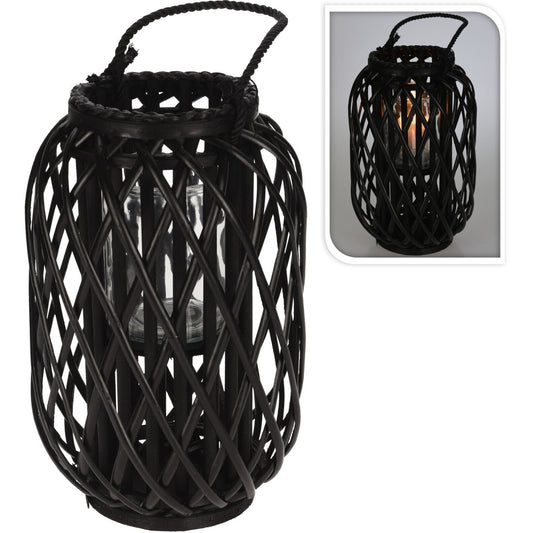 Lantern Split Willow. Black With Rope On Top Each