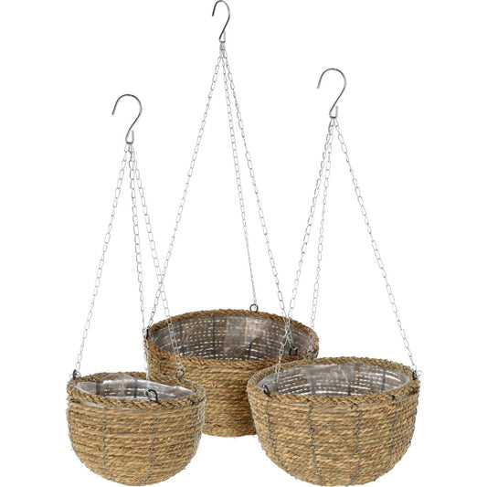 30% Off, Flowerpot With Hanger, Cattail Leave, Set Of 3, Na