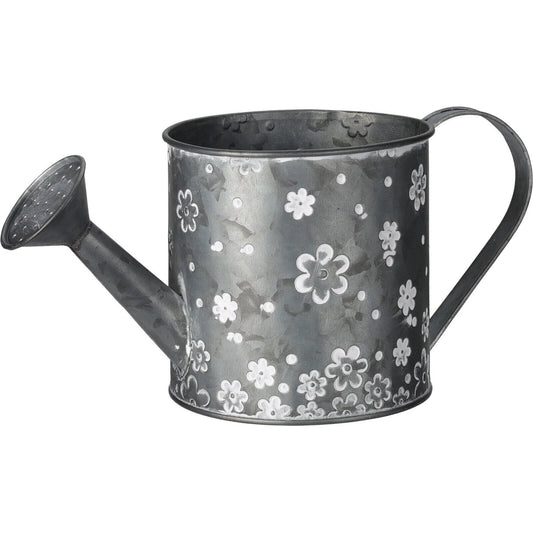 Planter, Metal, Watering Can Shape, White Daisy Design