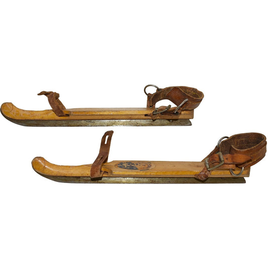 old wooden Dutch skates