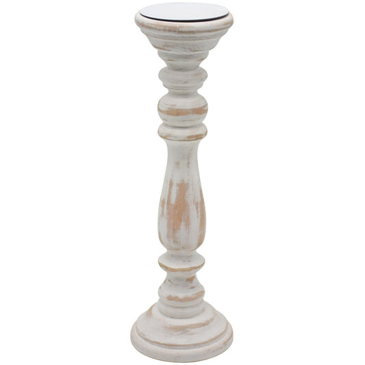 35% Off, Wood Candle Holder, Antique White