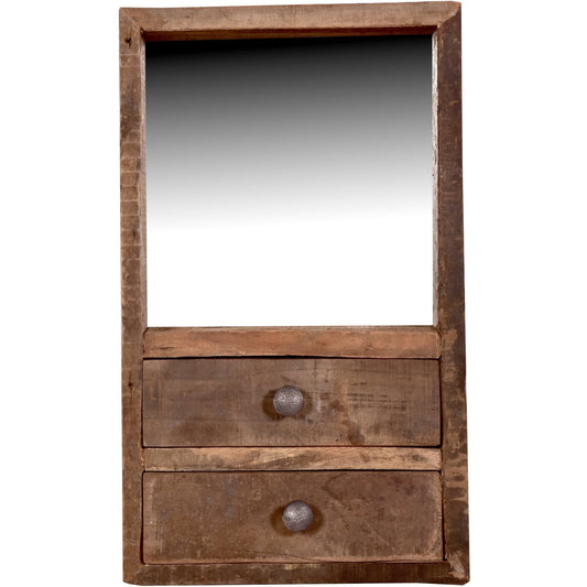 40% Off, Wall Mounted Mirror With 2 Wooden Drawer