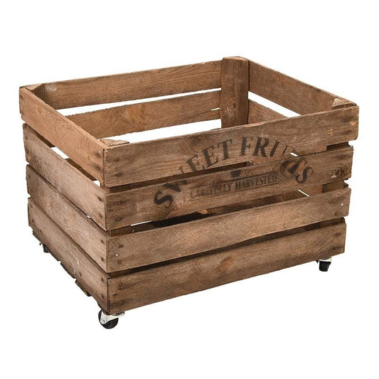 Caisse de pomme en bois sur roues