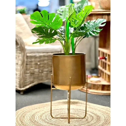 Iron Planter Medium, Gold Finish, (YVR Showroom)