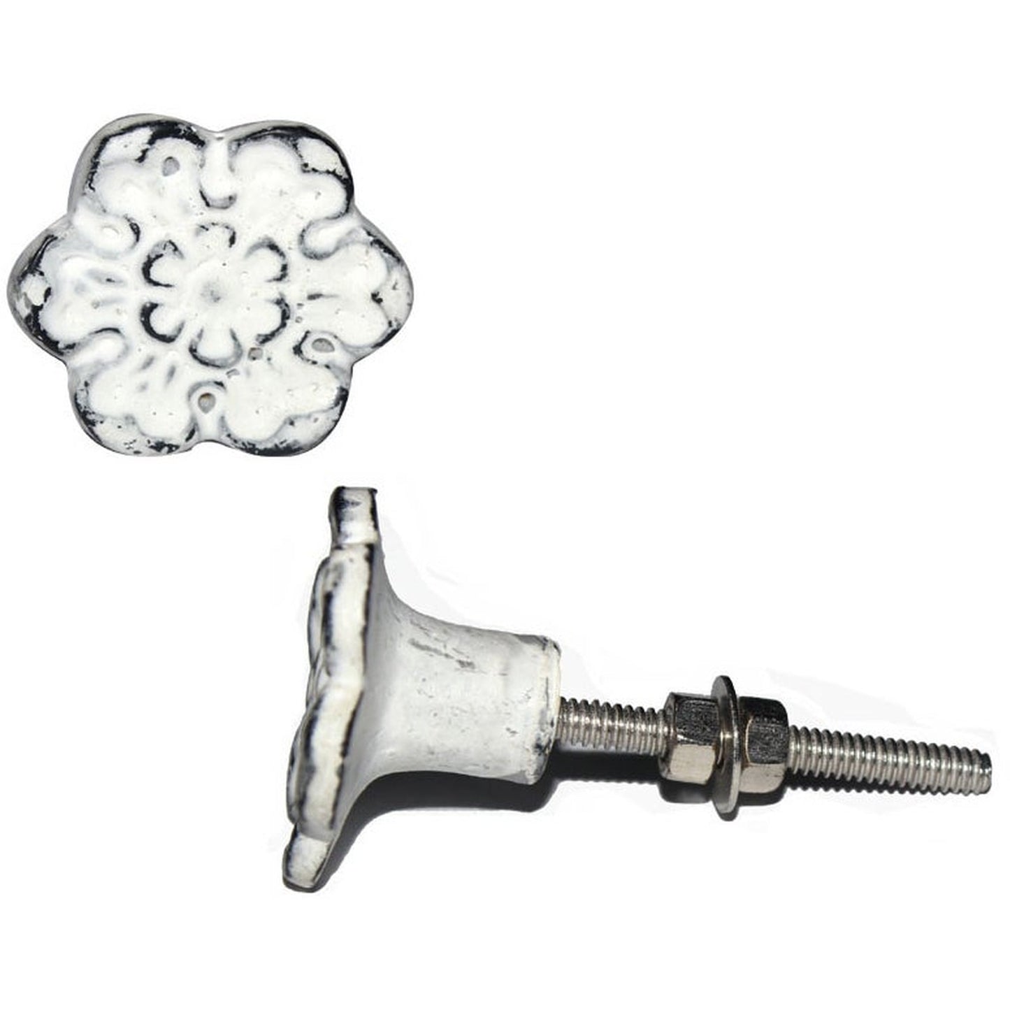 Bouton fleur en fonte, boutons antiques pour armoires, portes et meubles, crème