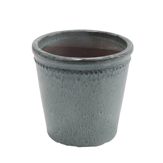 Flower Pot Glazed Grey 15CM