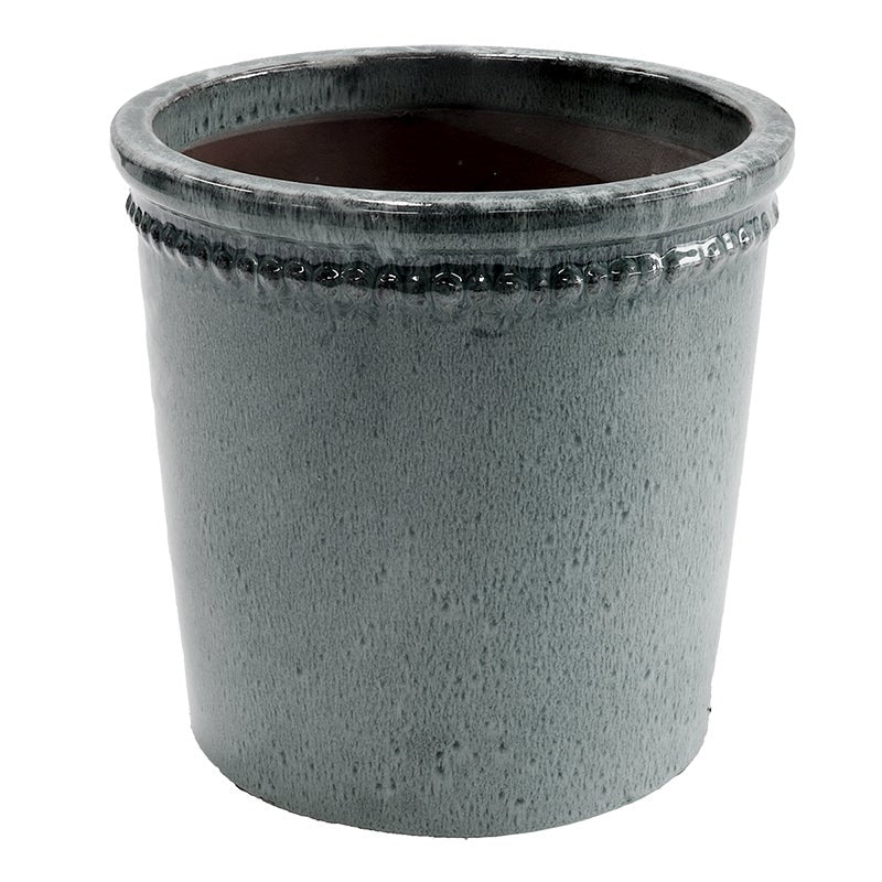 Flower Pot Glazed Grey 25CM