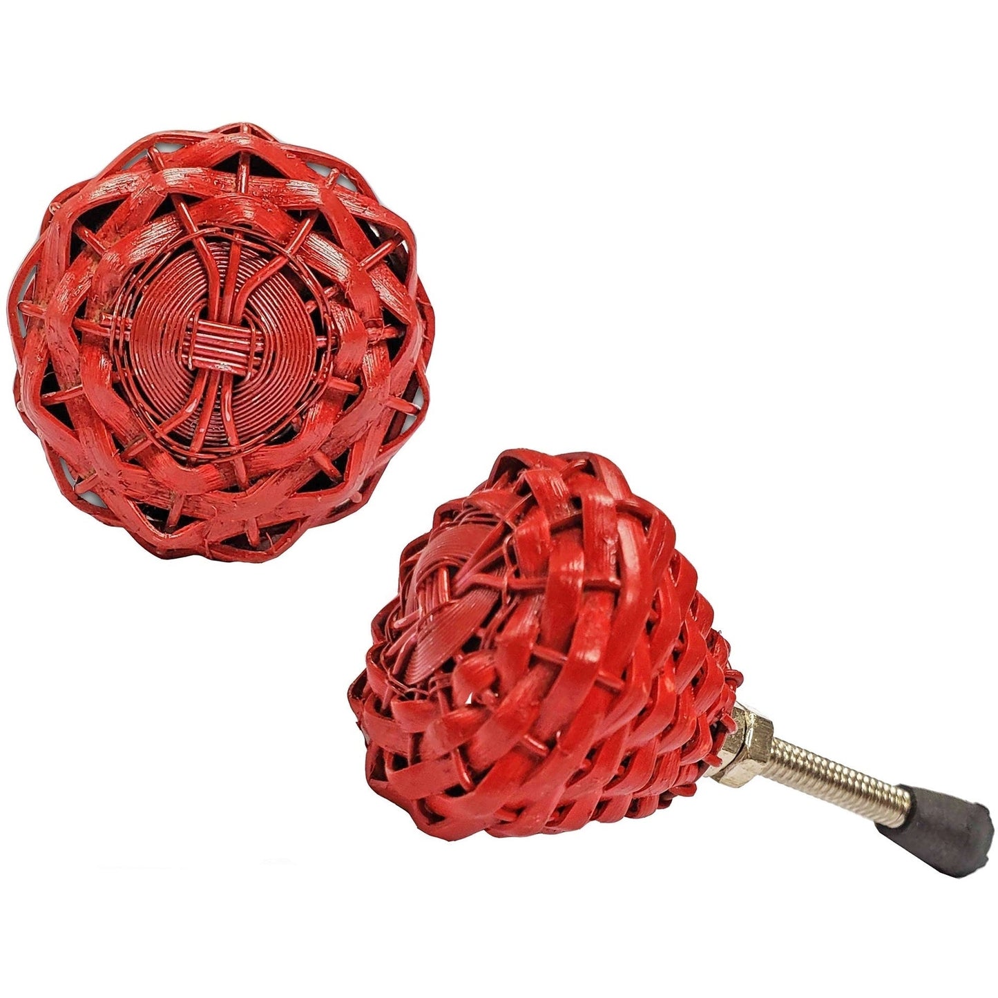 Woven Knot Knob, Red, Bamboo