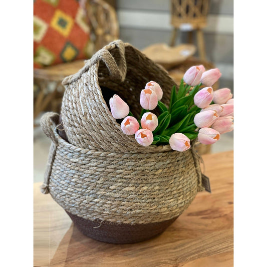 50% Off, Rope Basket, Set of 2, Cattail Grass+Paper Rope