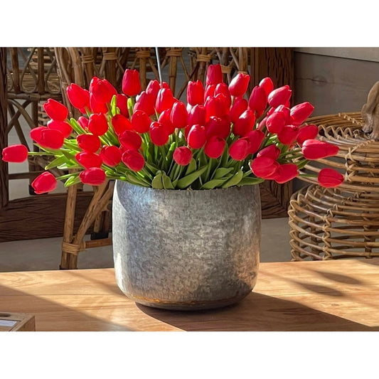 Artificial Tulip 9-Stem Bundle, Red