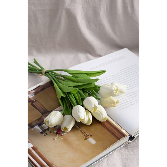 Artificial Tulip 9-Stem Bundle, White
