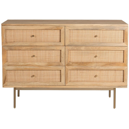 Commode Raphia Large, 6 Tiroirs, Naturel