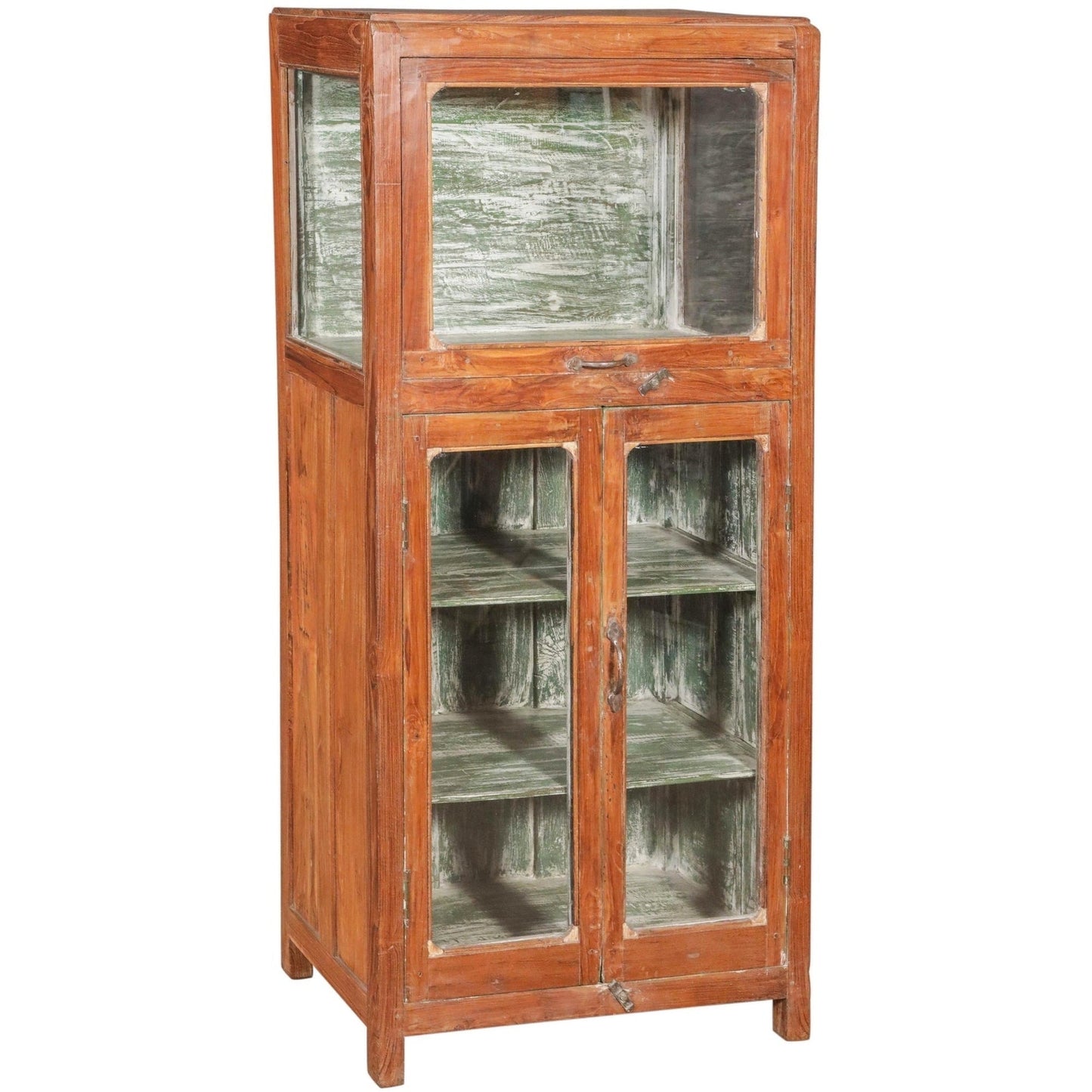 Wooden Cabinet With Glass, Height: 56 in