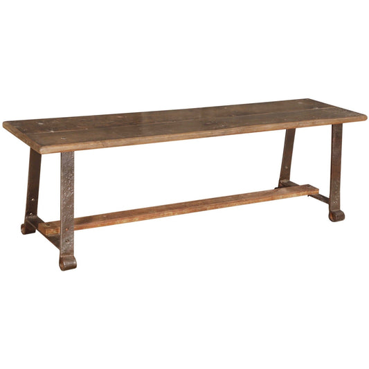 Art. Wooden Bench With Iron Legs