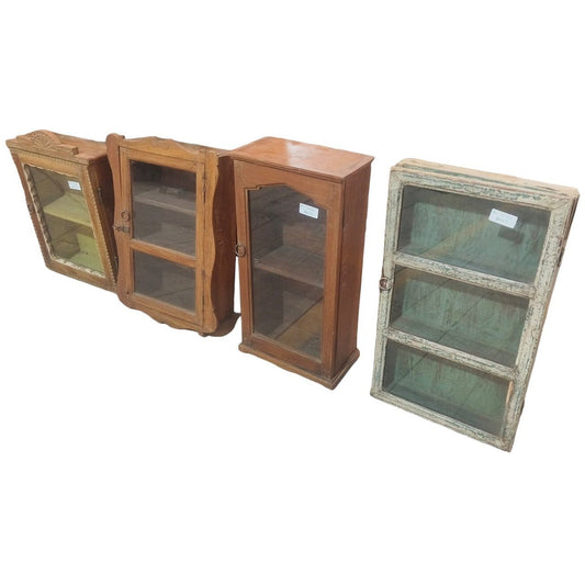 Wooden Wall Cabinet With Glass, *Size May Vary*