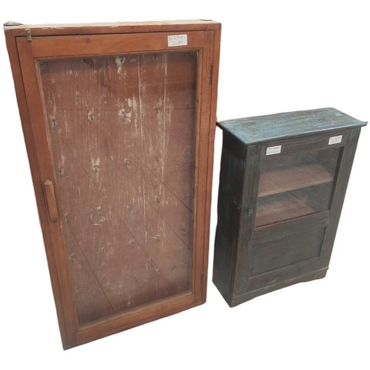 Wooden Wall Cabinet With Glass,*Size May Vary*