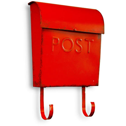 Boîte Aux Lettres Euro Rouge Rustique Avec POSTE