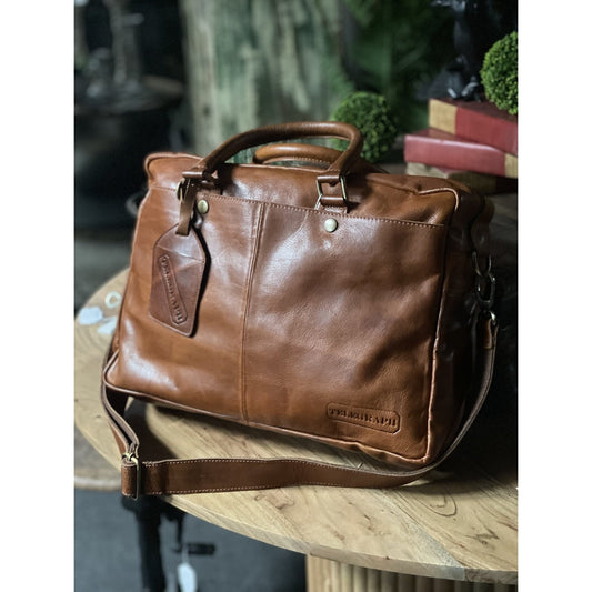 Telegraph Leather Briefcase with Shoulder Straps