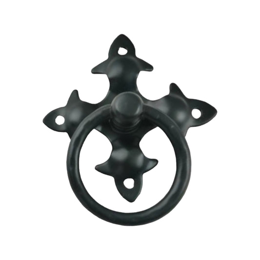 Iron Ring Puller On Plate, Black Forge, 2.4 in